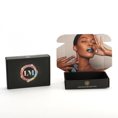 Prägung Debossing Cosmetic Black Mailer Box Perücke Aufbewahrungsbox Kundenspezifische Größe