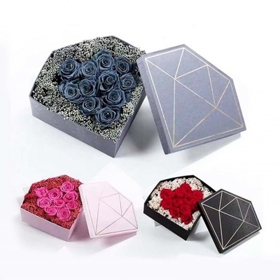 FSC Custom Printed Diamond Flower Box Gold Heißprägung Diamond Rose Box