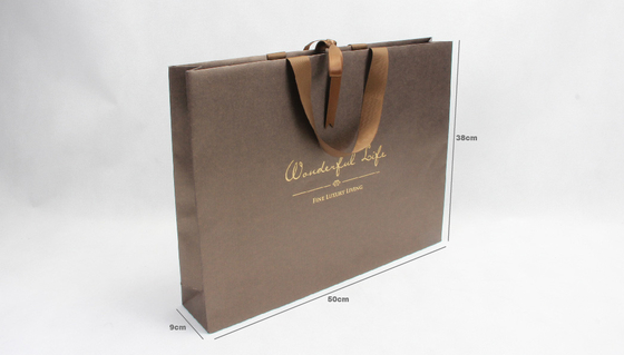 Bright Gold schillernde Papiertüten Siebdruck Geschenktüten aus braunem Papier