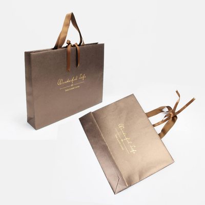 Bright Gold schillernde Papiertüten Siebdruck Geschenktüten aus braunem Papier