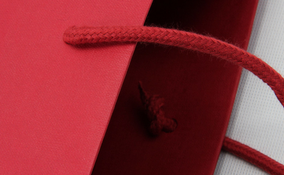 4C 6C Offsetdruck-Kleiderpapiertüten Blendende rote Papiergeschenktüten mit Griffen