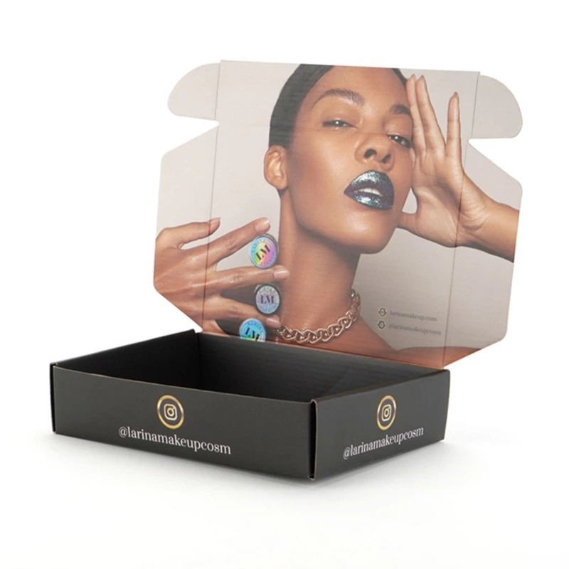 Prägung Debossing Cosmetic Black Mailer Box Perücke Aufbewahrungsbox Kundenspezifische Größe